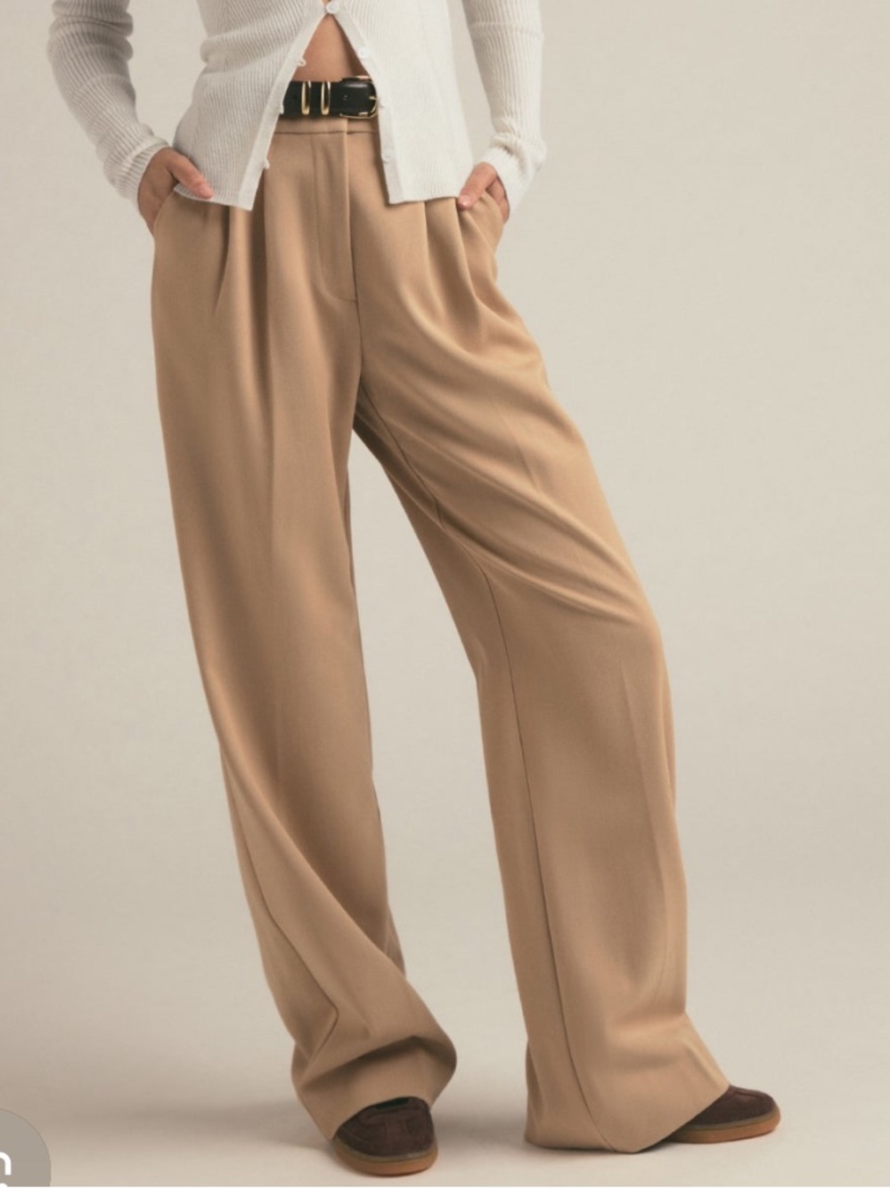 Favorite Daughter Beige Pleated Wide Leg The Favorite Pants Sz. 8